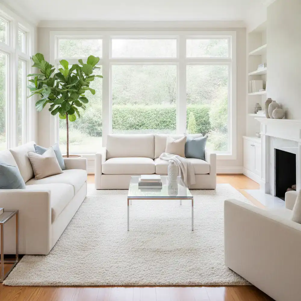 Spotless living room after a professional deep clean
